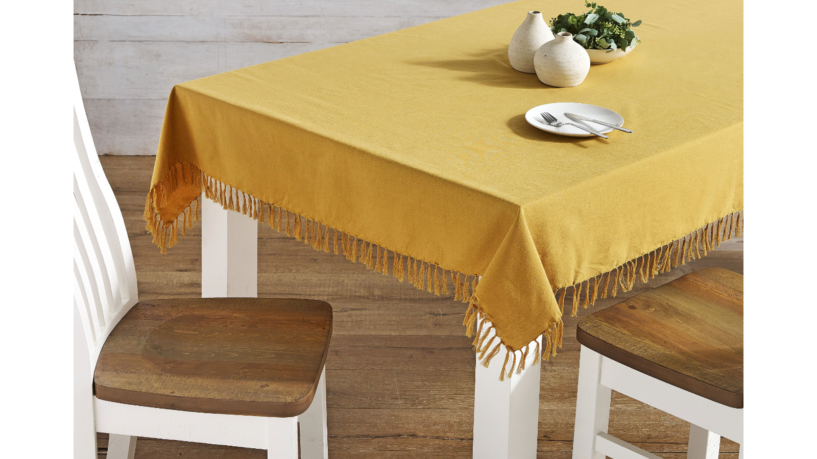 L'Avenue Fringed Mustard Tablecloth Set - 150 x 230cm