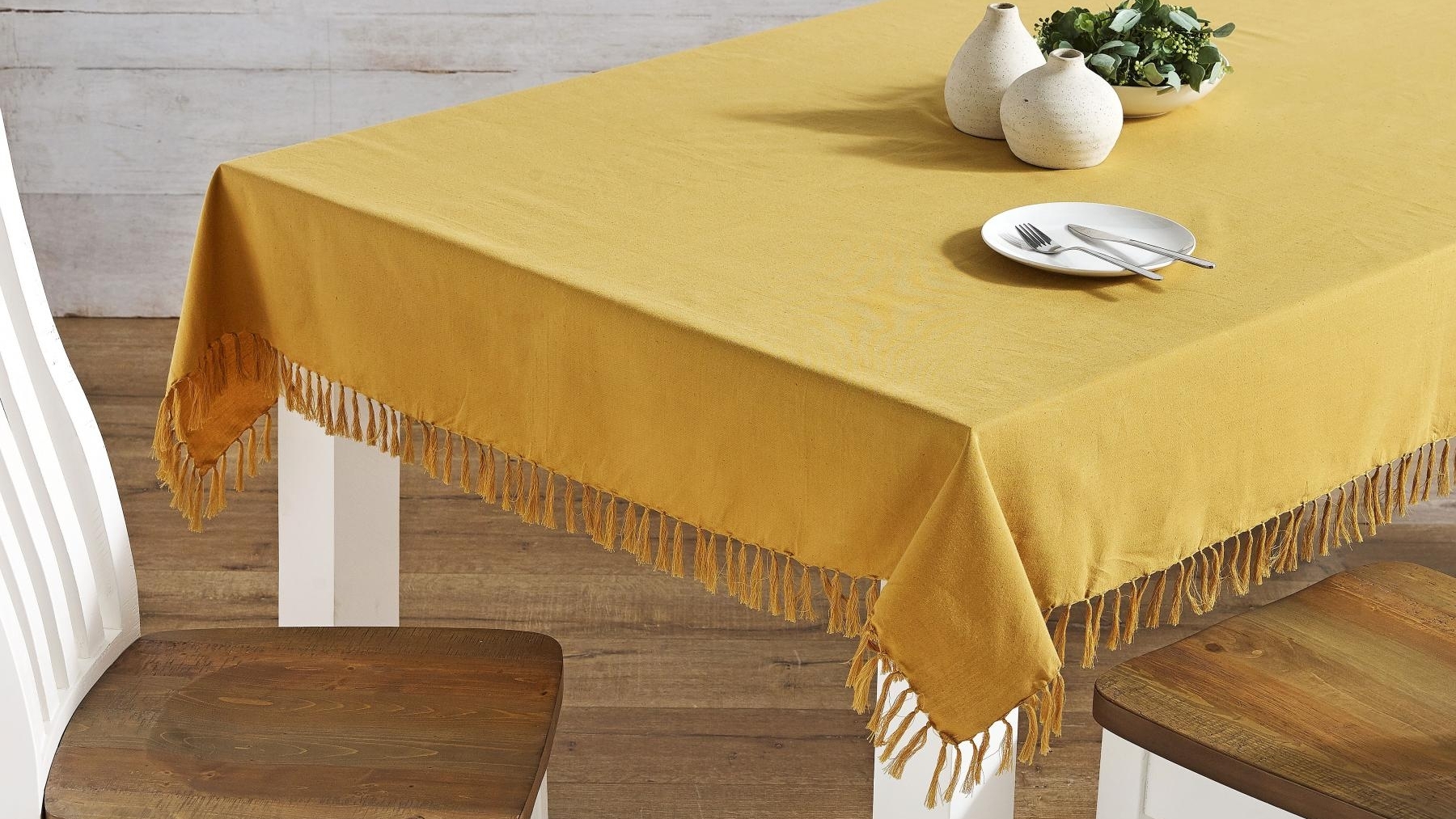 L'Avenue Fringed Mustard Tablecloth
