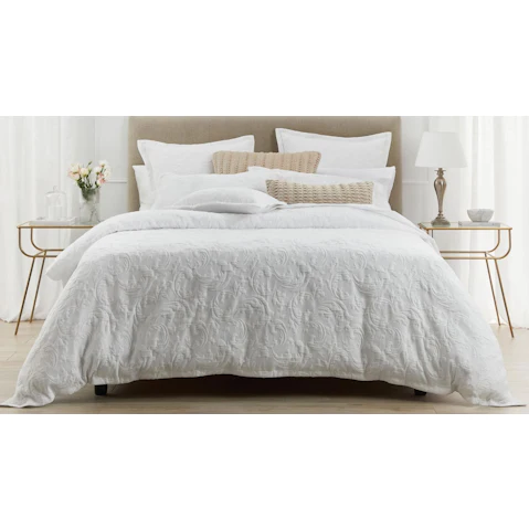 Parisi White Quilt Cover Set - Queen