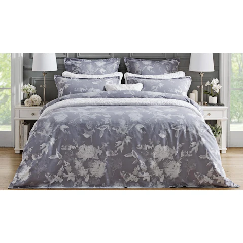 L'Avenue Luxury Grace Silver Quilt Cover Set - Queen