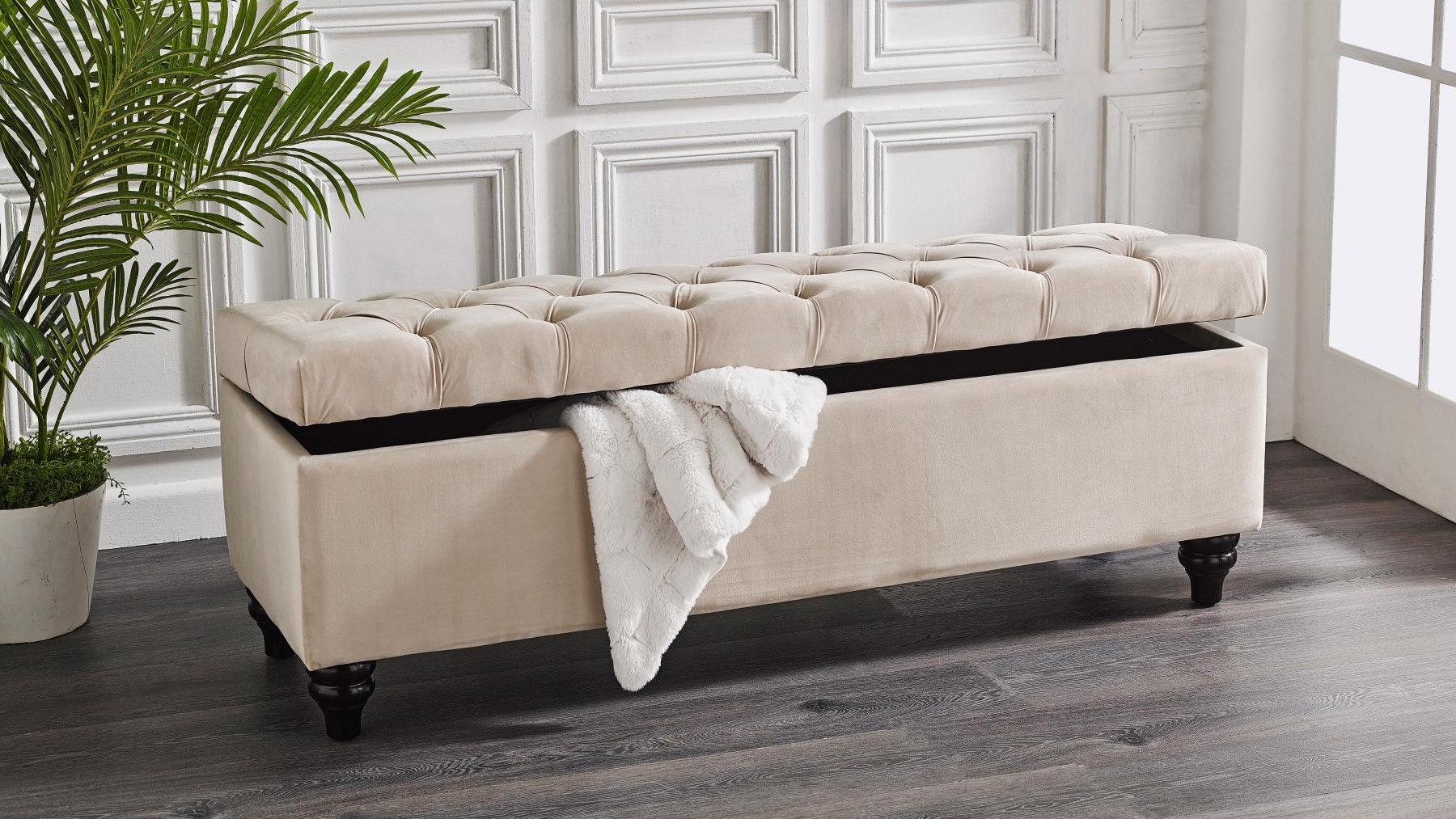 Rania Large Blanket Box Cream Harvey Norman