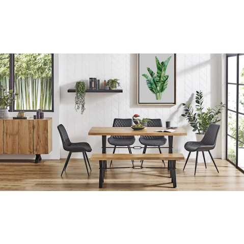 Java 6-Piece Dining Table Set with Jade Chairs - Black