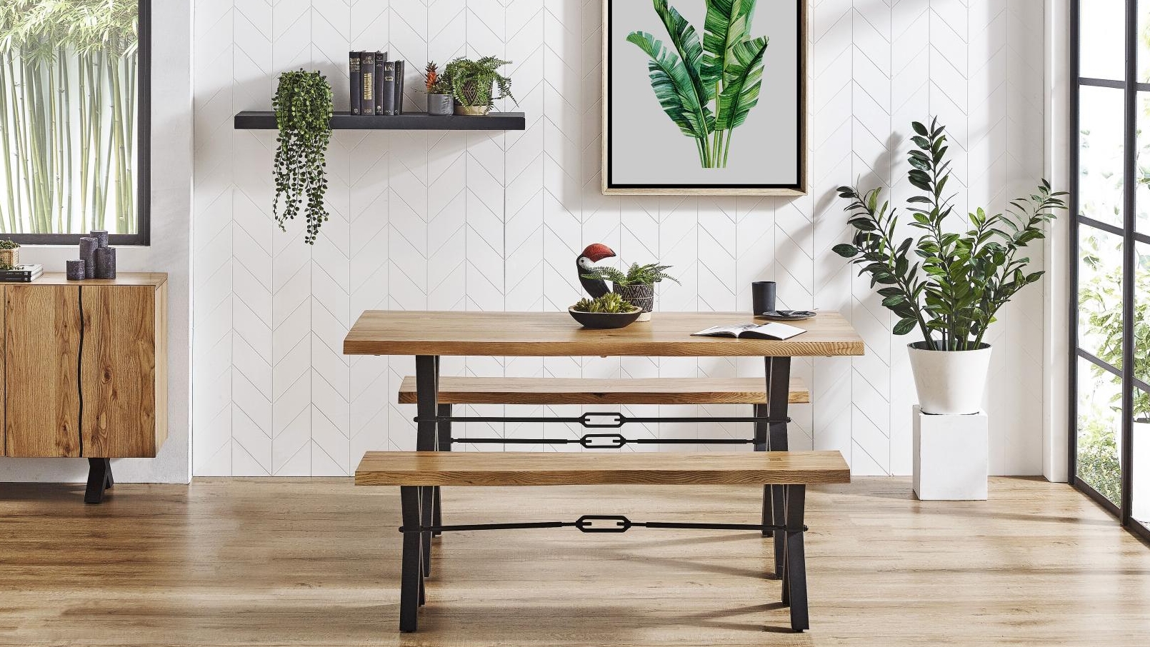 Java 3-Piece Dining Table Set with 145cm Bench