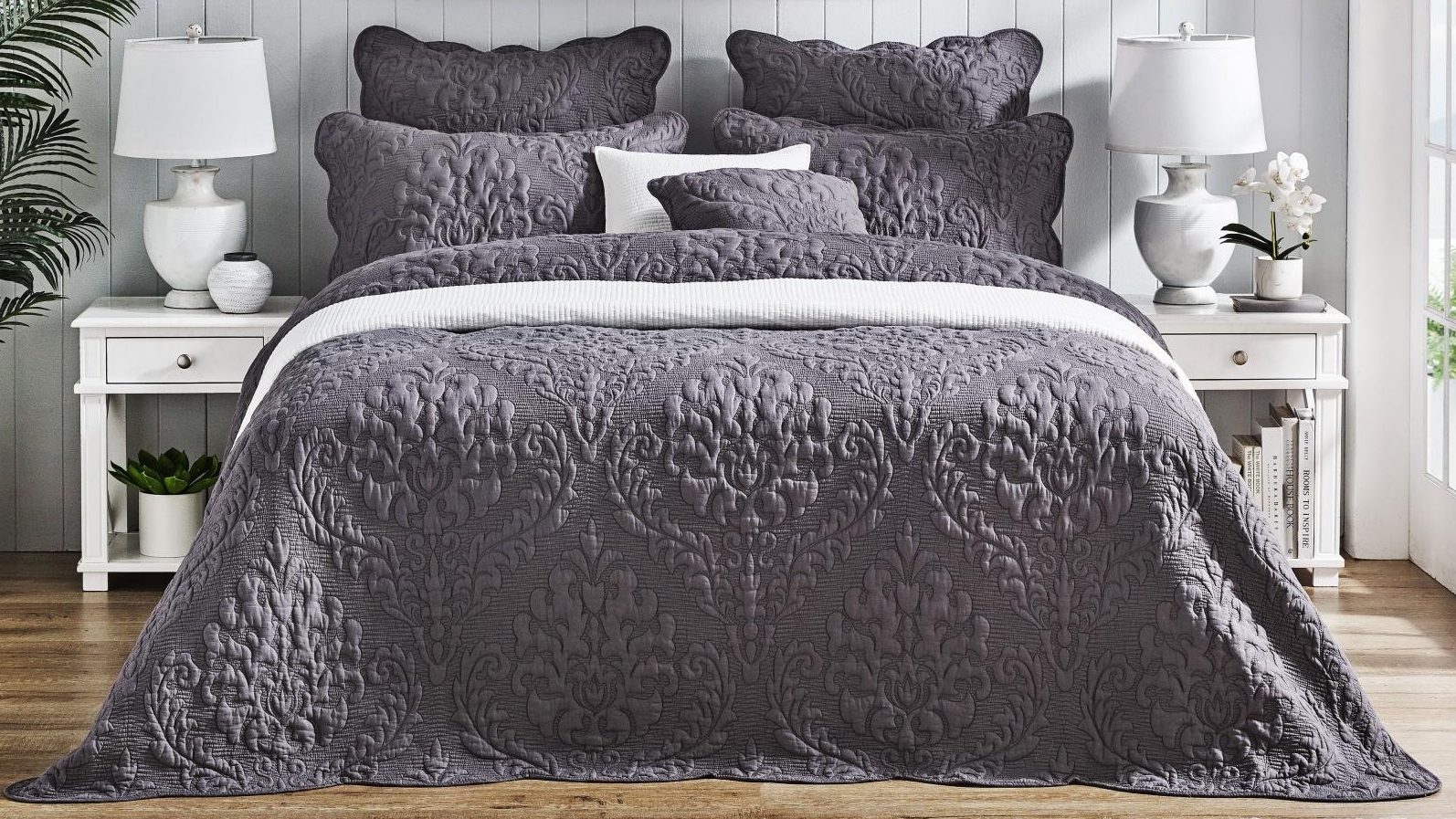 L'Avenue Chelsea Charcoal Coverlet Set - Double/Queen