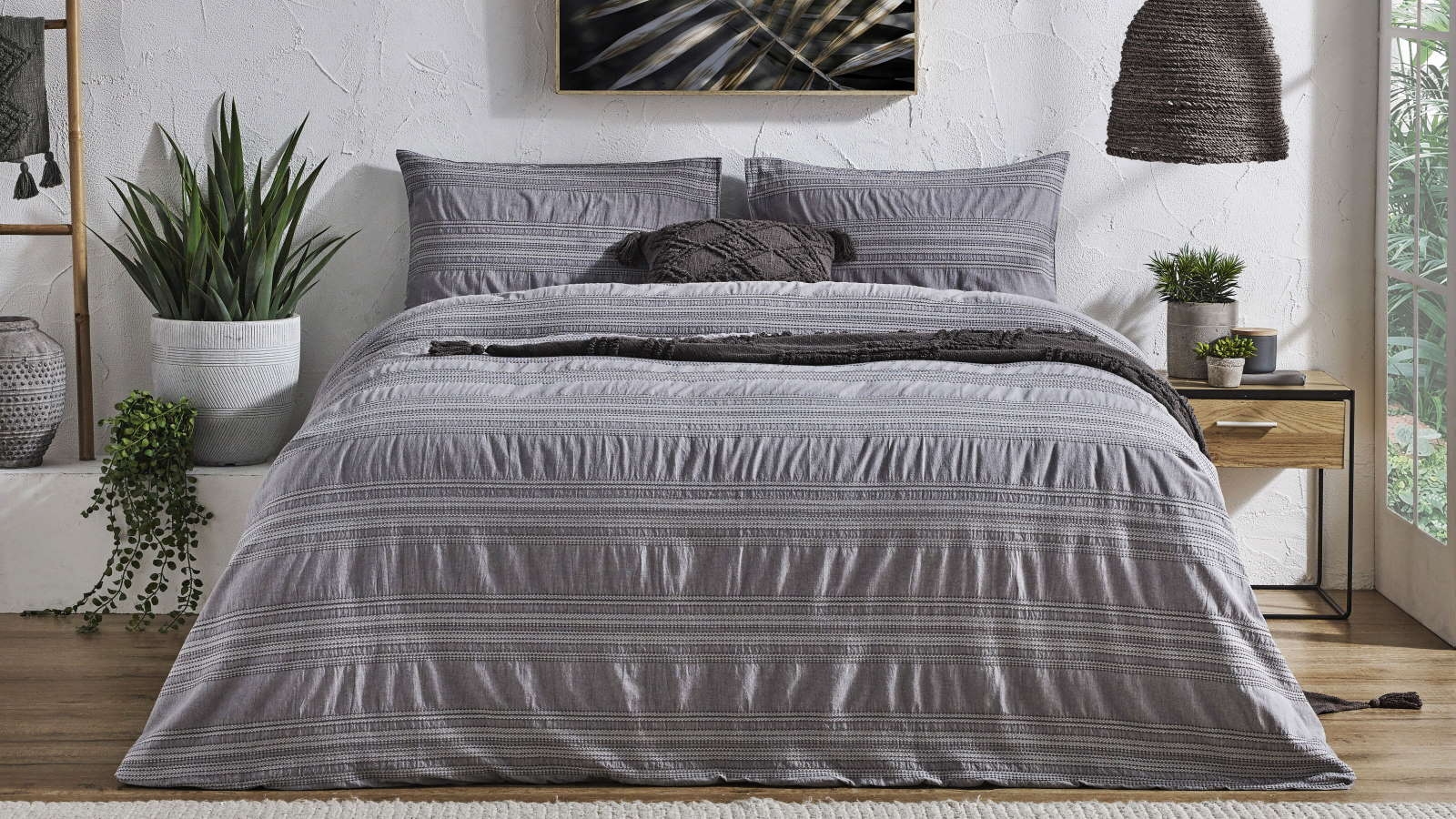 L'Avenue Emmy Grey Quilt Cover Set - Double