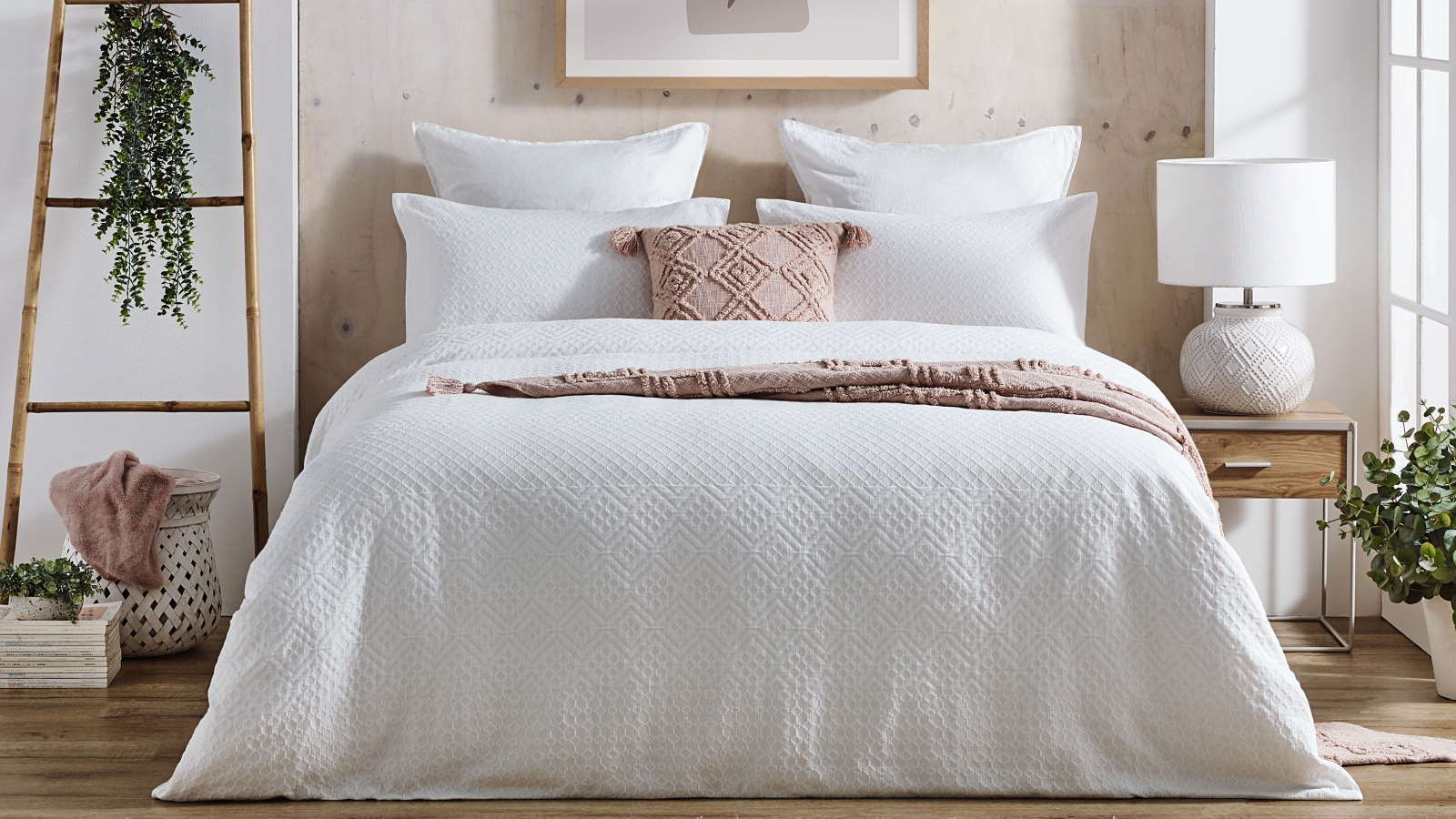 L'Avenue Maia White Quilt Cover Set Harvey Norman