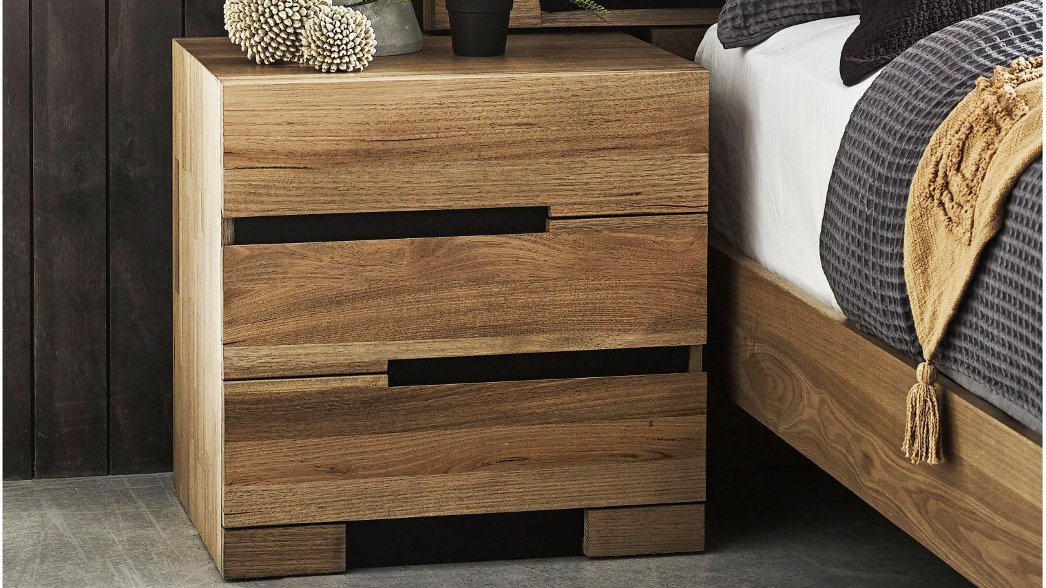 Blaxton 3 Drawer Bedside Table Harvey Norman