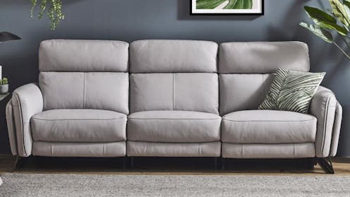 Centro 3-Seater Leather Powered Recliner Sofa Grey Harvey Norman
