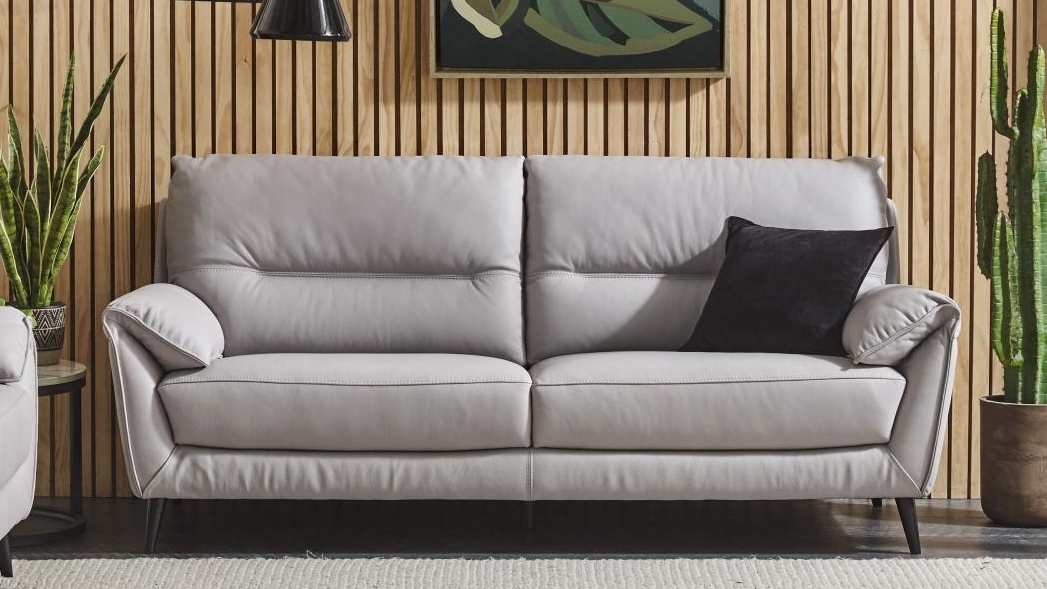 Reims 2.5-Seater Leather Sofa - Grey