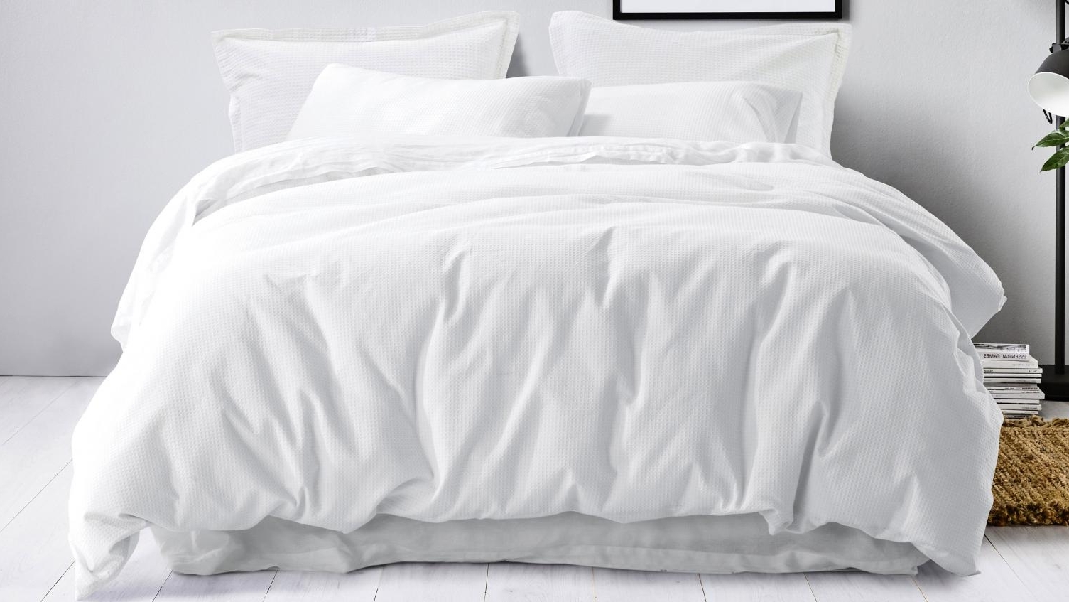 Capri Waffle White Quilt Cover Set Queen Harvey Norman