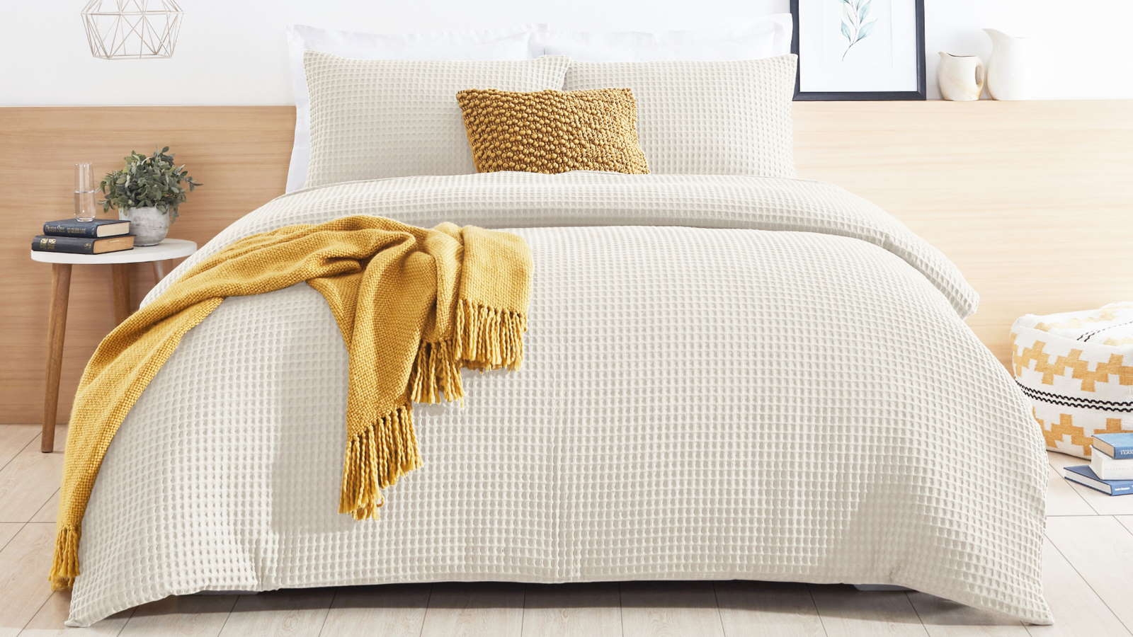 Chunky Waffle Vanilla Latte Quilt Cover Set