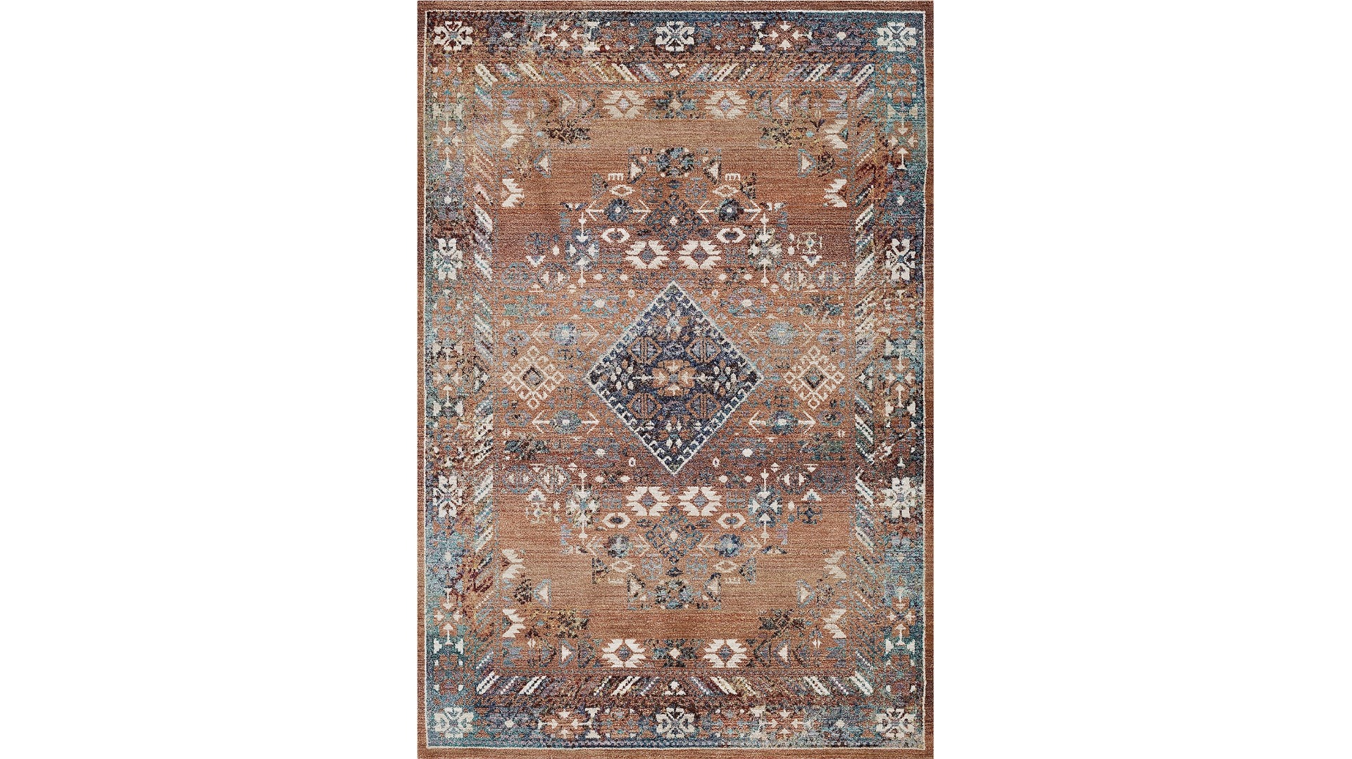 Highfield Motif Coral Boarder Rug - Large