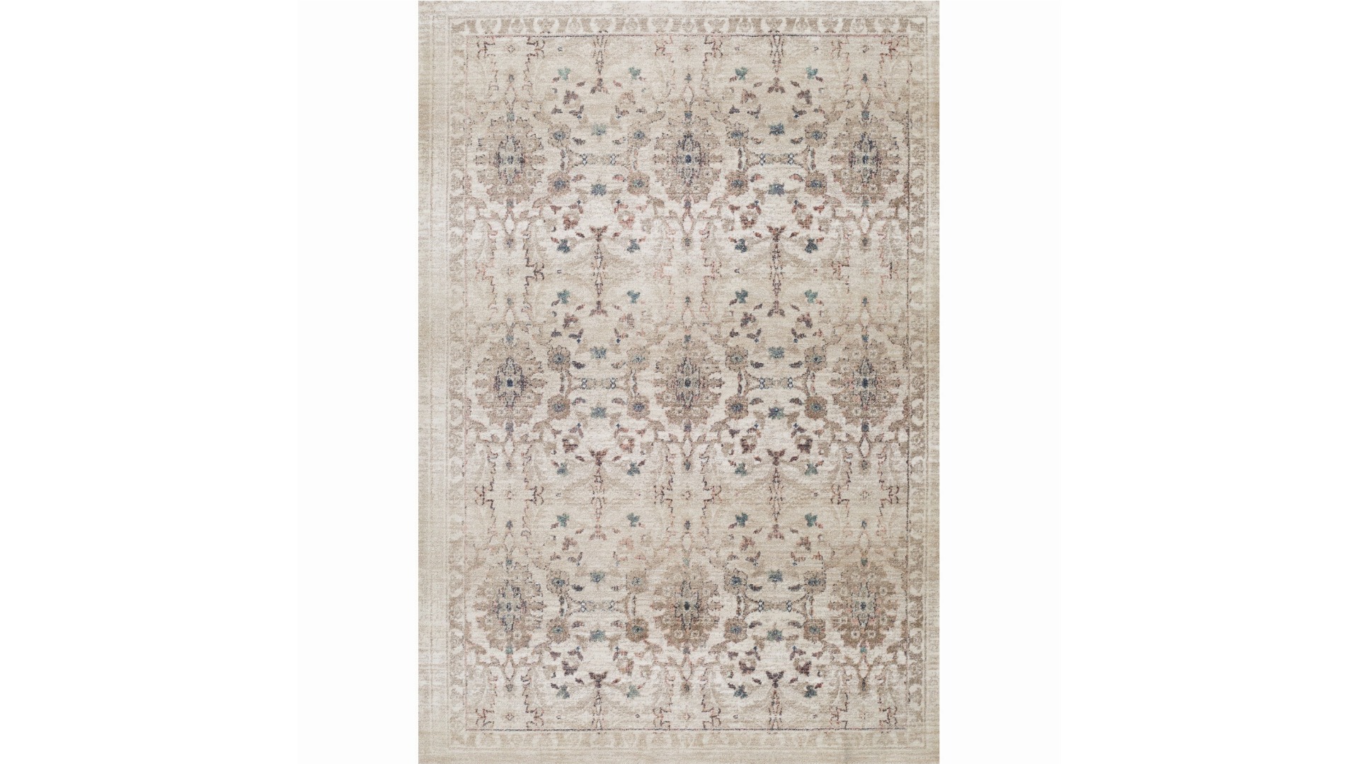 Highfield Floral Beige Boarder Rug - Large