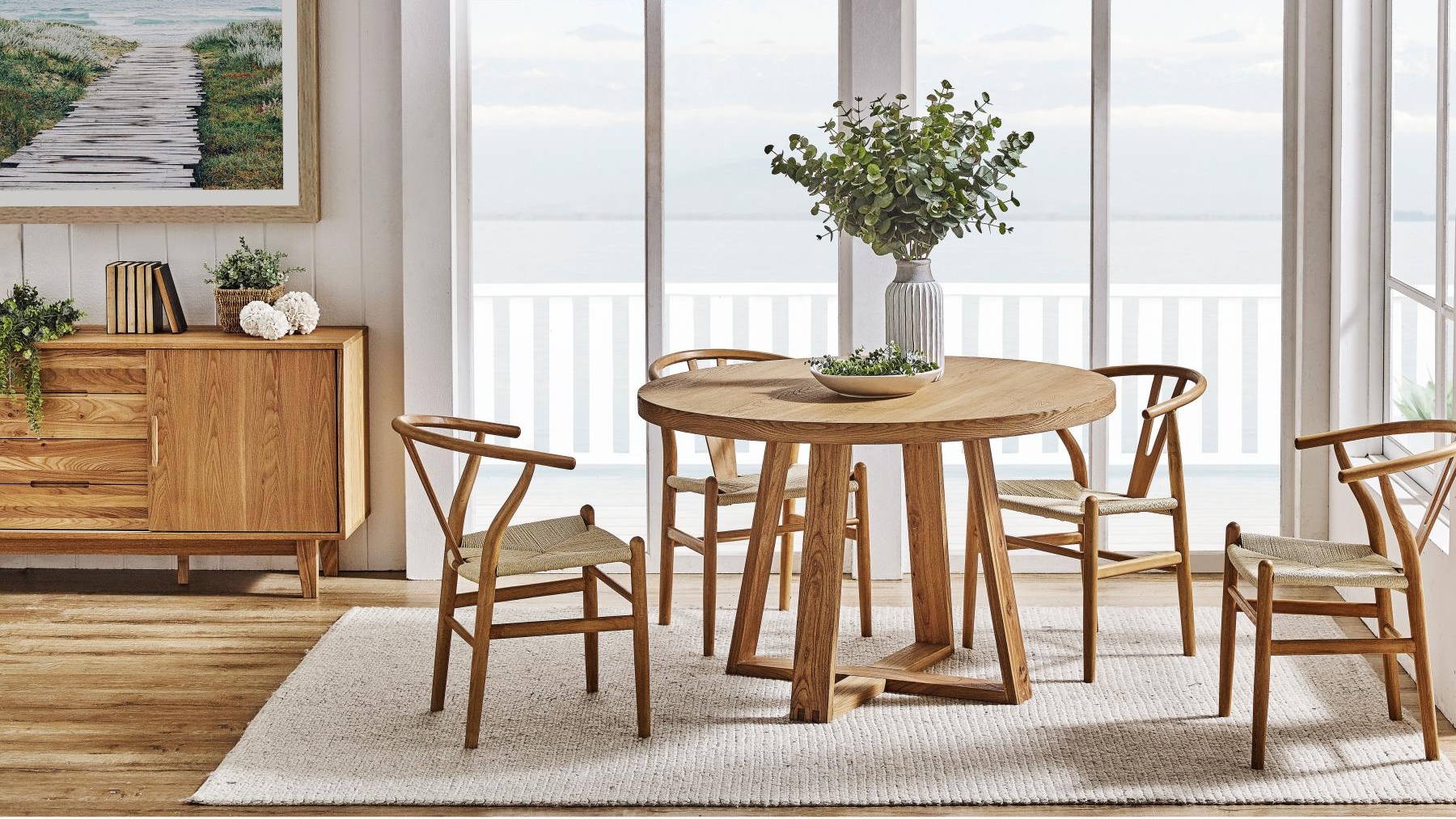 Airlie 5Piece Round Dining Setting Natural Harvey Norman