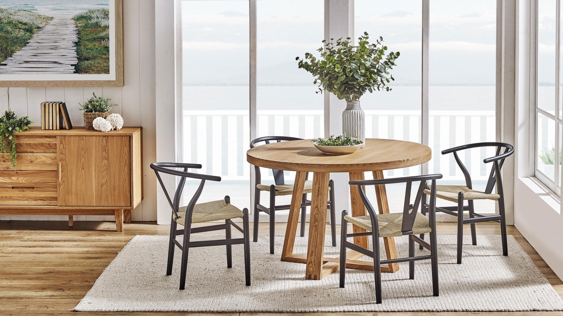 Airlie 5Piece Round Dining Setting Black Harvey Norman