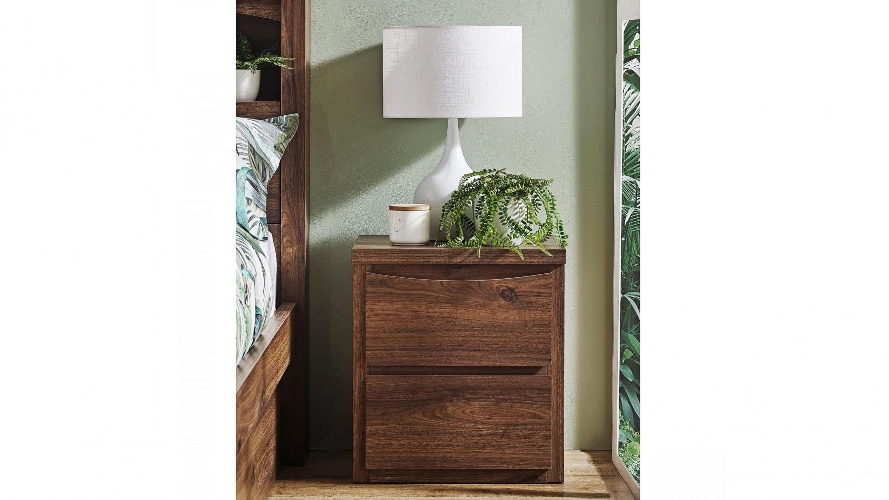 Pianca 2-Drawer Rustic Walnut Bedside Table