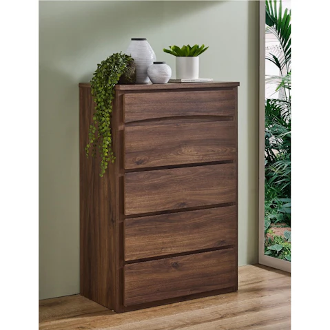 Pianca 4-Drawer Rustic Walnut Tallboy with Mirror Box