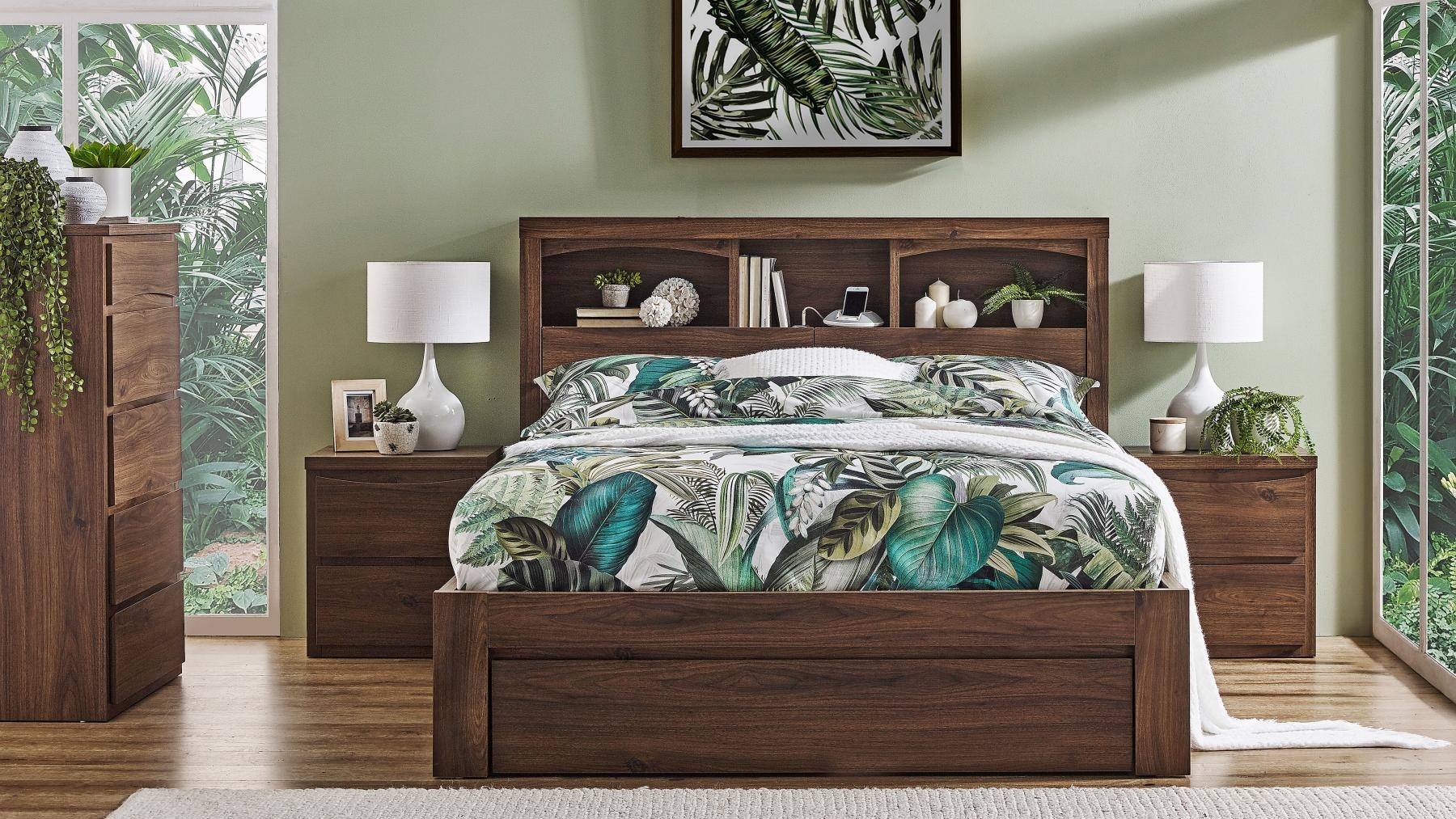 Pianca Rustic Walnut Side Gaslift Bed - Double