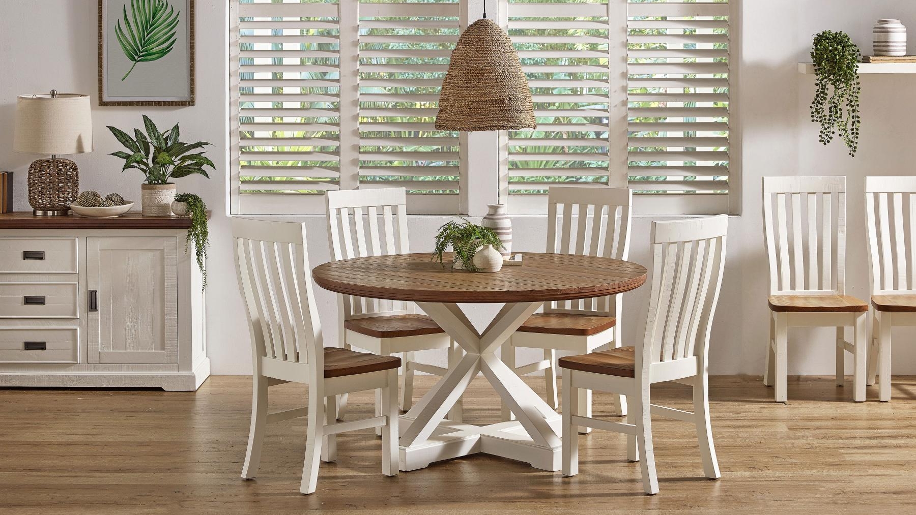 Marlow MKII 7-Piece Round Dining Setting with Straight- Back Chair
