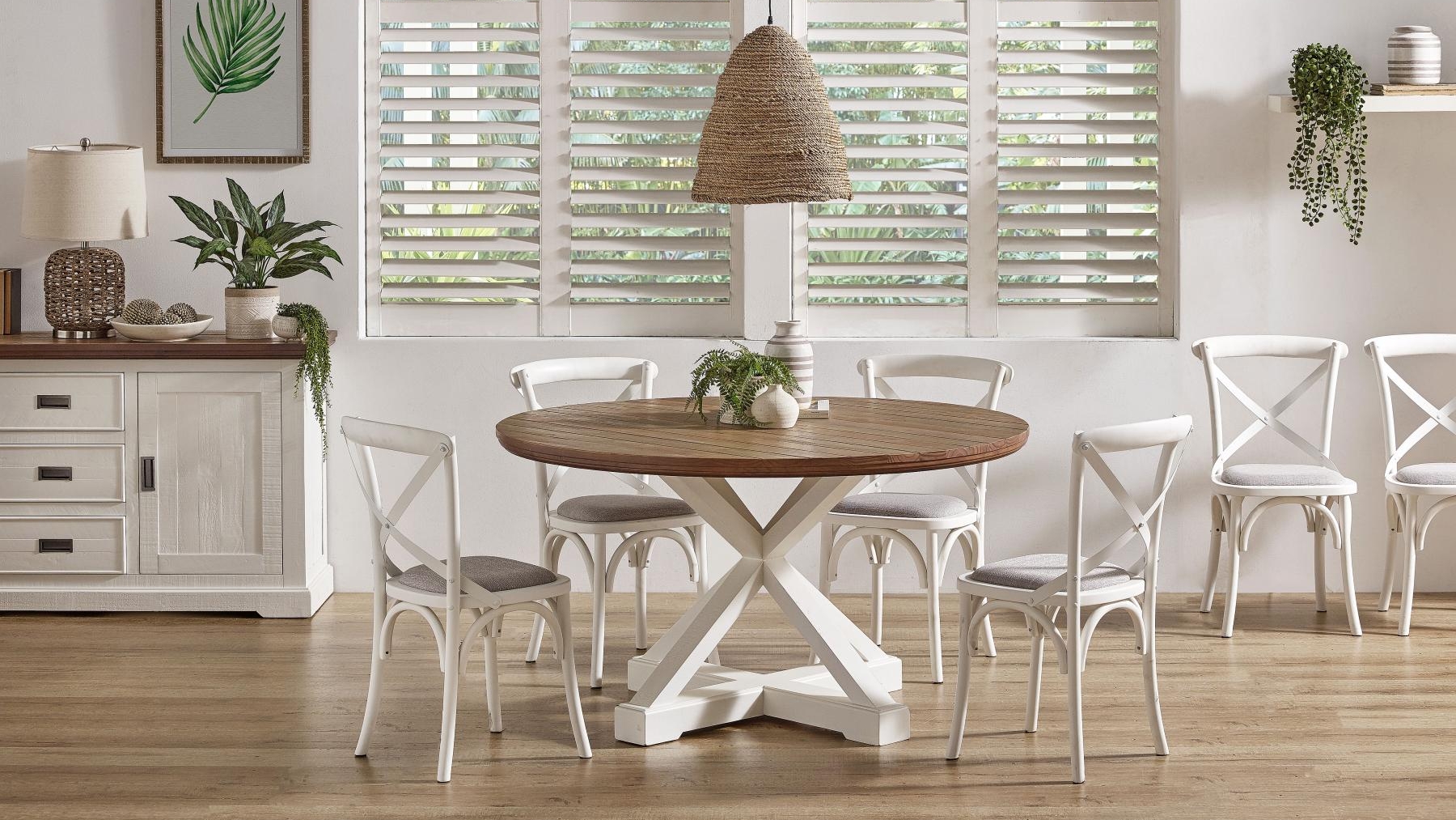 Marlow MKII 7-Piece Round Dining Setting with Cross-Back Chair