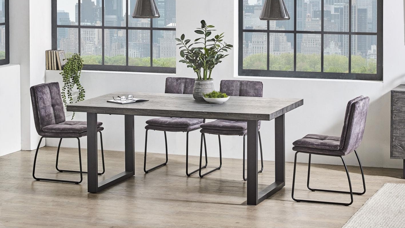 Marie Dining Setting with Grey Velvet Chairs | Harvey Norman
