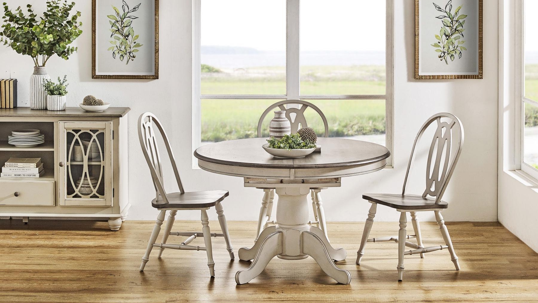 Hampshire 5-Piece Extension Dining Table Set with Traditional Chair - Two-Tone Grey
