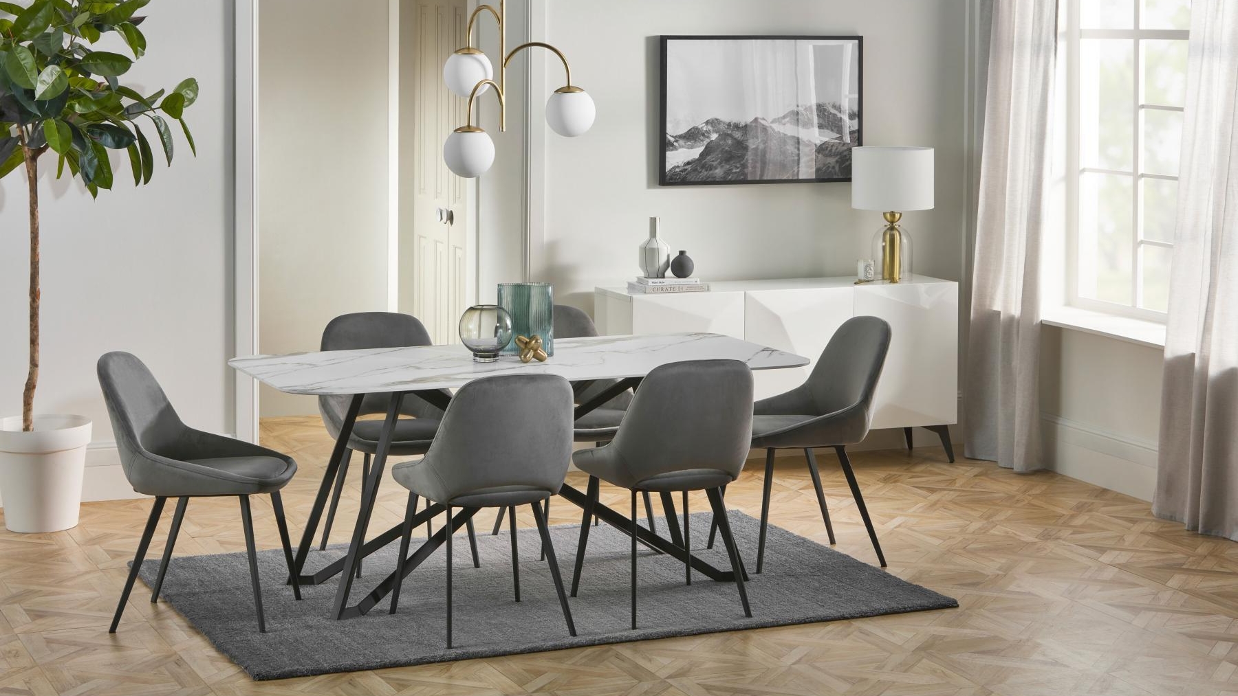 Tamari 7Piece Rectangular Dining Setting with Grey Chairs Harvey Norman