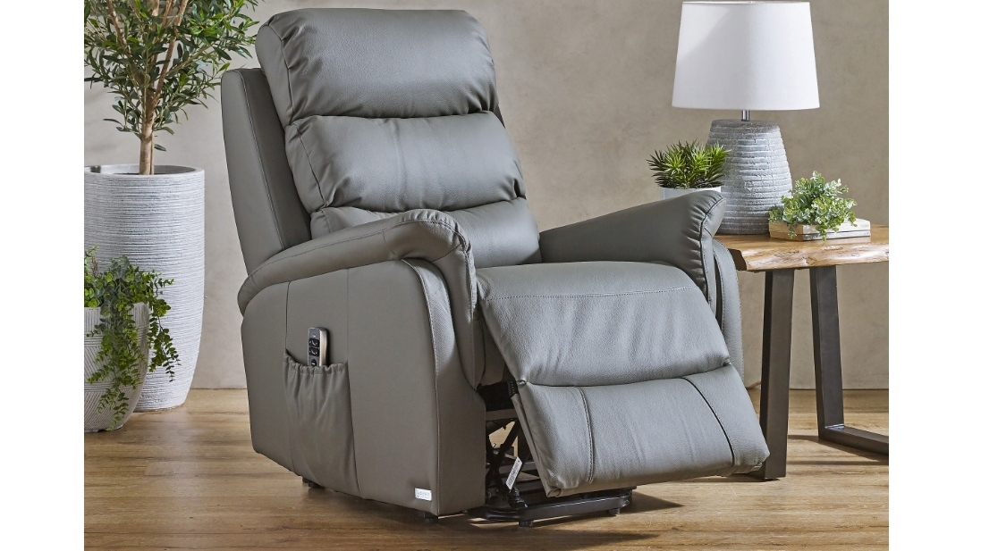 Nevada Leather Dual Motor Lift Chair Grey Harvey Norman