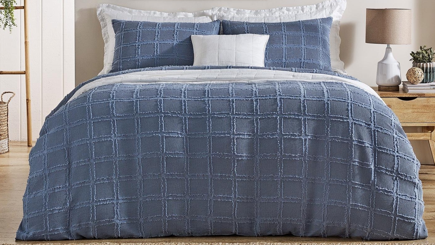L'Avenue Rezzo Dusty Blue Quilt Cover Set Harvey Norman