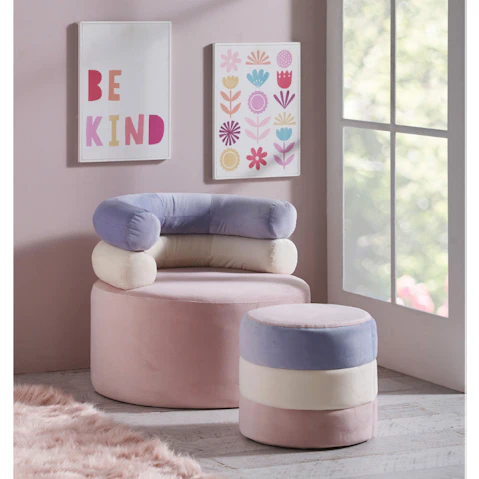 Rainbow Bedroom Chair with Stool