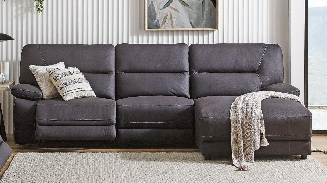 Laguna 3 Seater Fabric Recliner Sofa with Chaise Harvey Norman