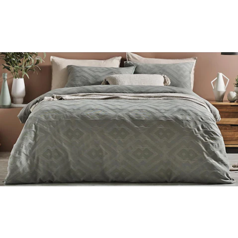 L'Avenue Harper Jacquard Sage Quilt Cover Set