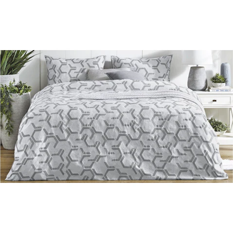 L'Avenue Kai Jacquard Silver Quilt Cover Set - Super King
