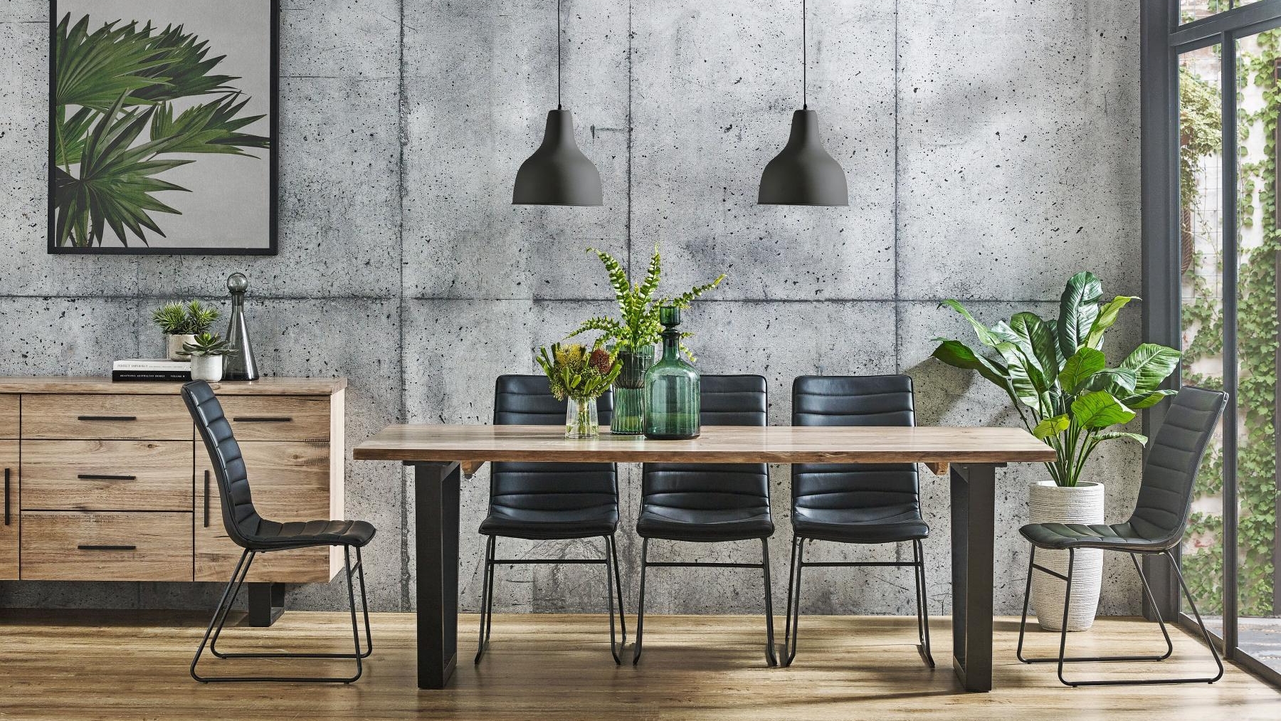 Adven 9Piece Dining Setting with Civic PU Black Chairs Harvey Norman