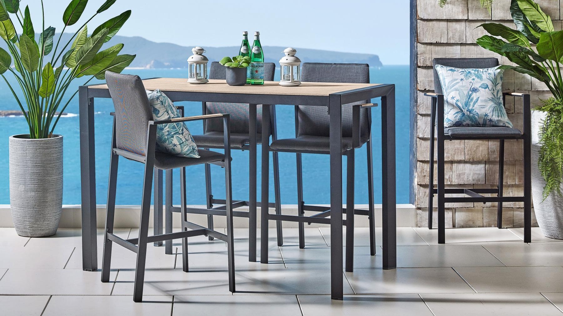 Isola 5-Piece Outdoor Bar Setting Black Harvey Norman