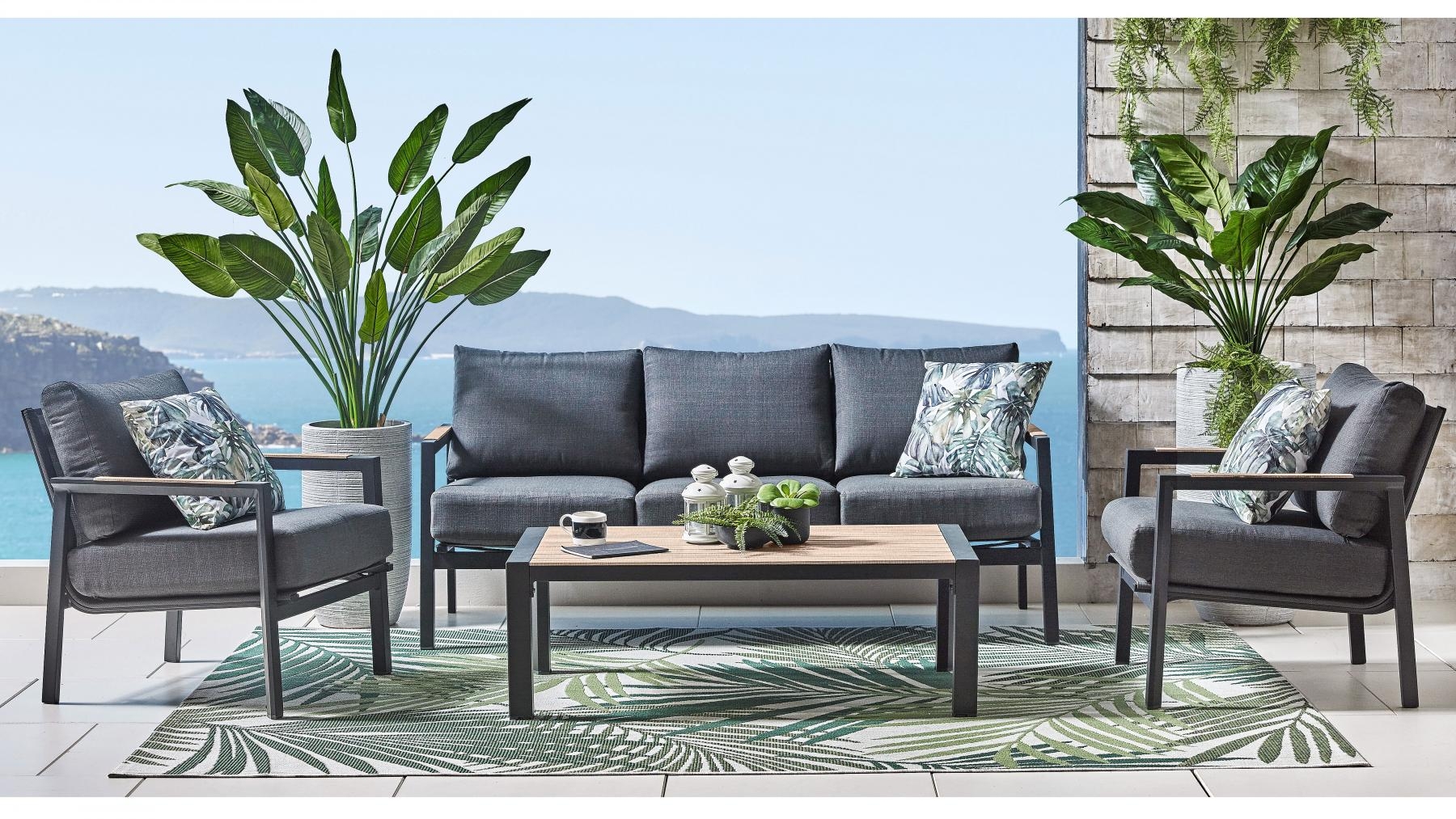 Isola 4-Piece Outdoor Lounge Setting - Black | Harvey Norman