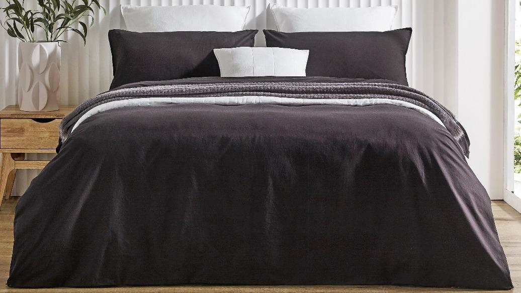 L'Avenue Max Cotton Black Quilt Cover Set Harvey Norman