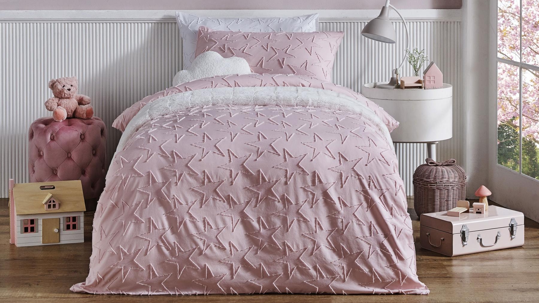 Little Star Pink Quilt Cover Set - Single