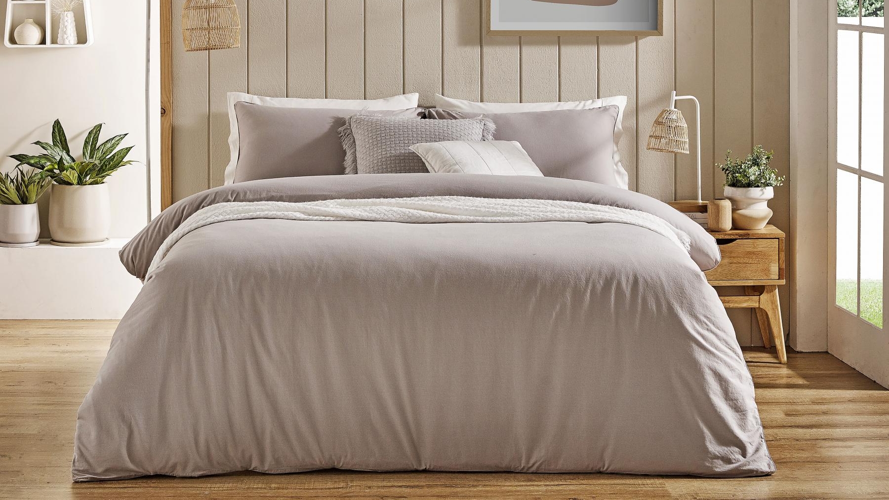 L'Avenue Organic Cotton Silver Quilt Cover Set - Single