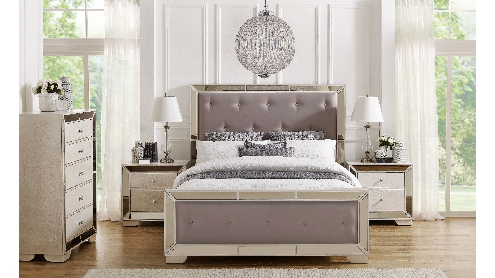 Juliette Queen Bed - Bisque White