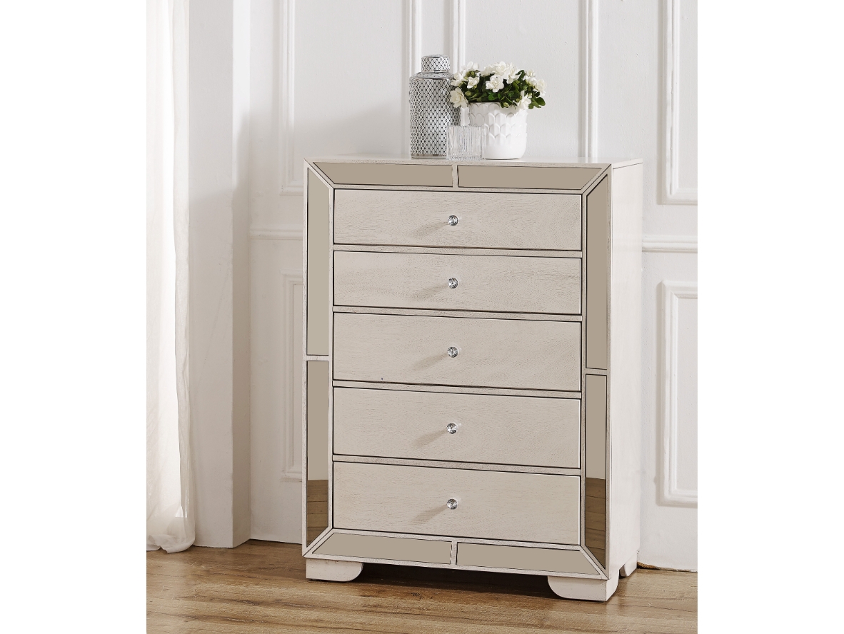 Juliette 5-Drawer Tallboy - Bisque White