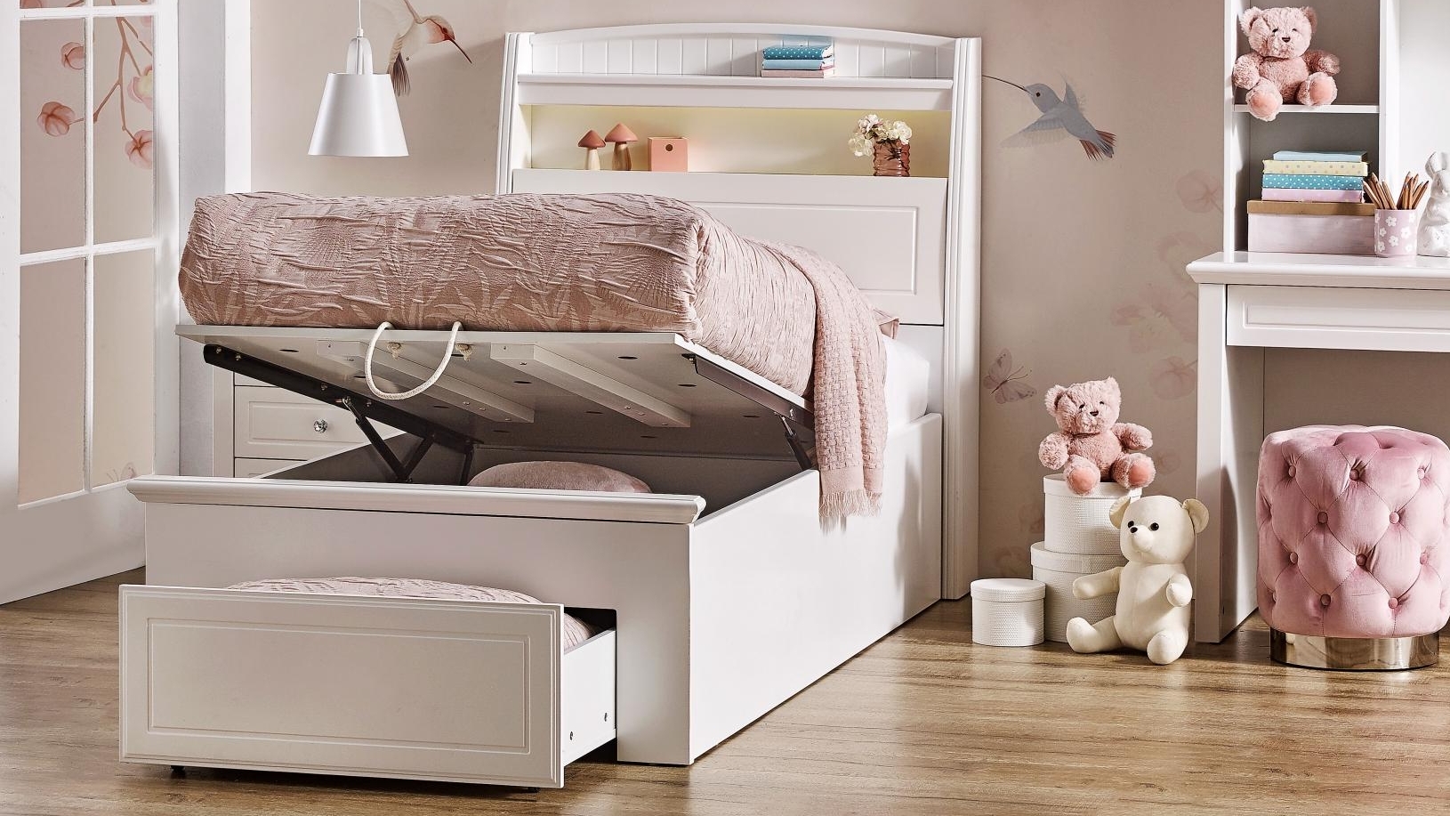 Viola 1-Drawer Gaslift Bed - Single
