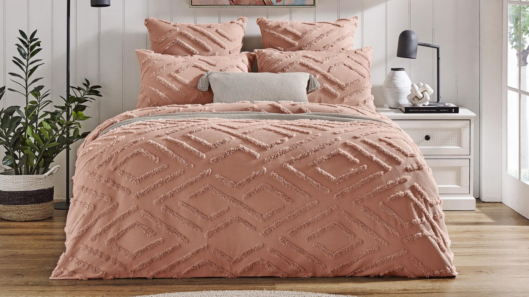 L'Avenue Ellie Tufted Clay Quilt Cover Set - Double