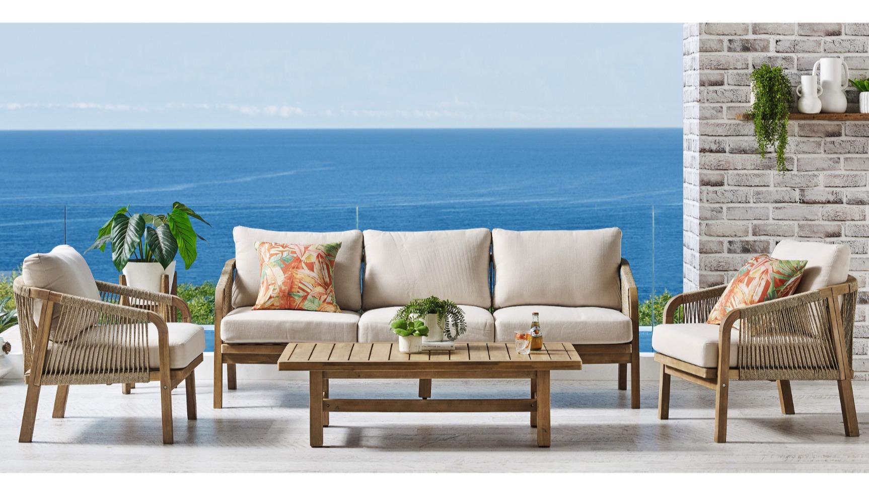 Ravona 4-Piece Outdoor Lounge Setting with 3-Seater Sofa