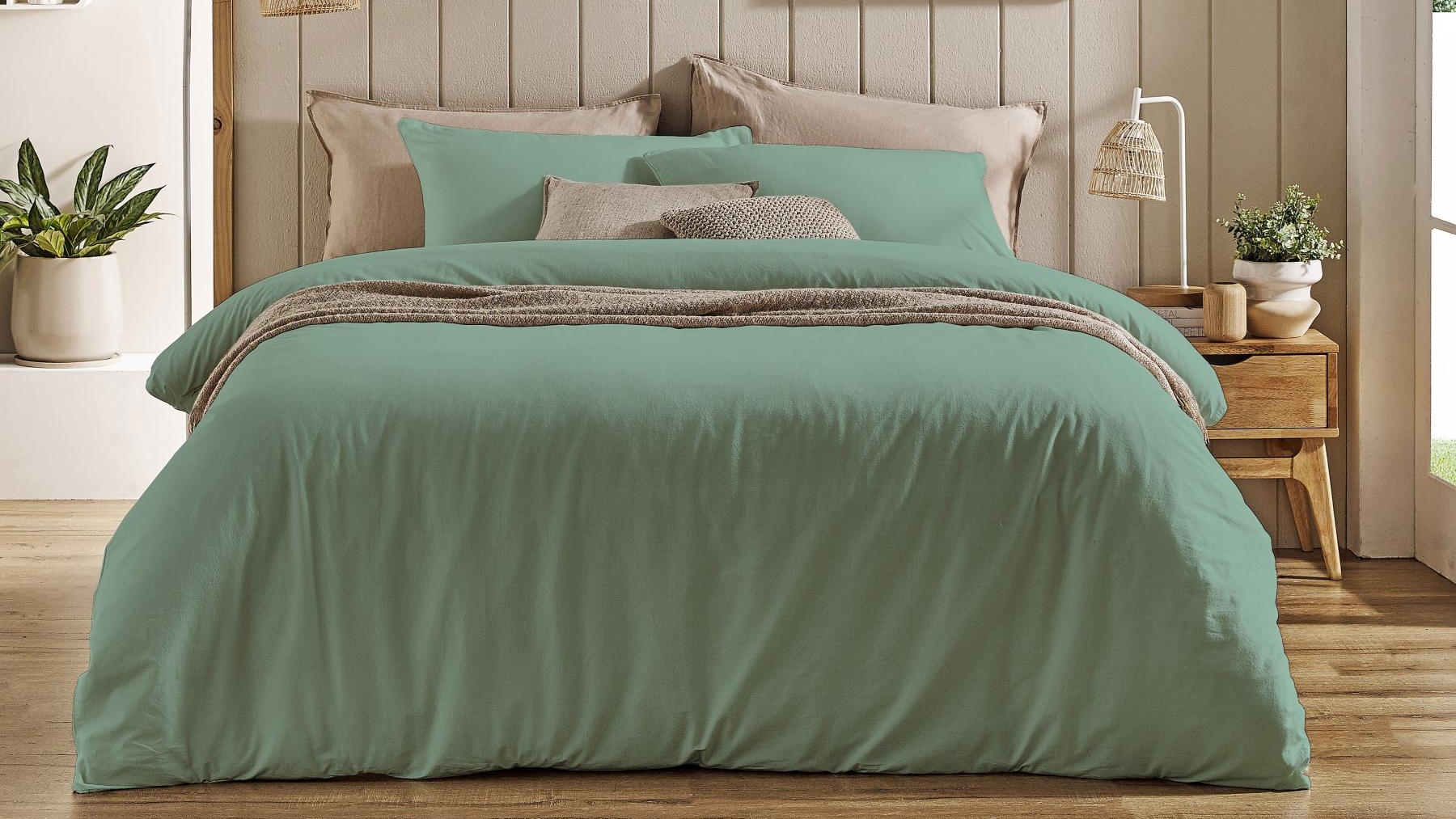 L'Avenue Organic Cotton Sage Quilt Cover Set - Single