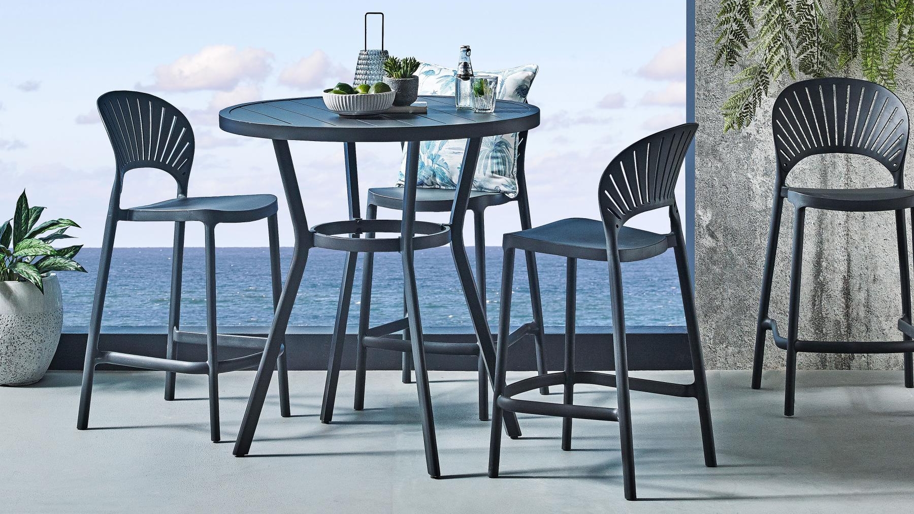 Passeri 5Piece Outdoor Bar Setting Gunmetal Harvey Norman