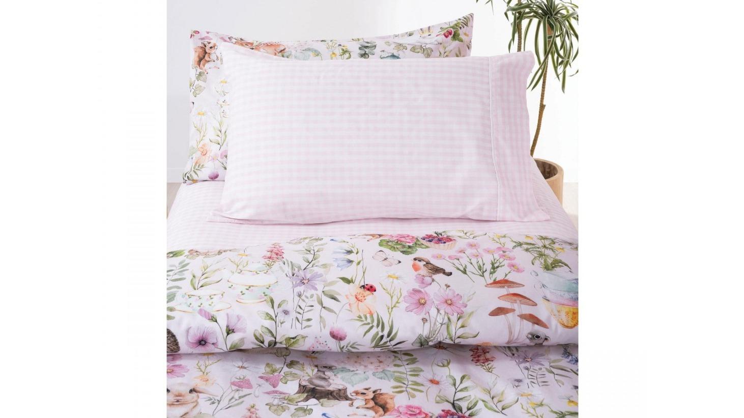 Squiggles Gingham Pink Combo Sheet Set King Single Harvey Norman