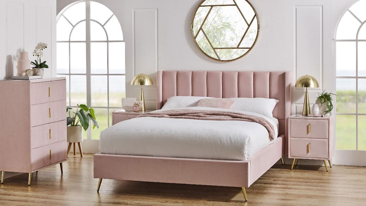 Zoe Queen Bed - Blush