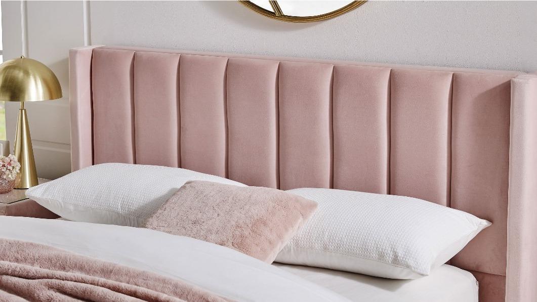 Zoe Queen Bed - Blush | Harvey Norman