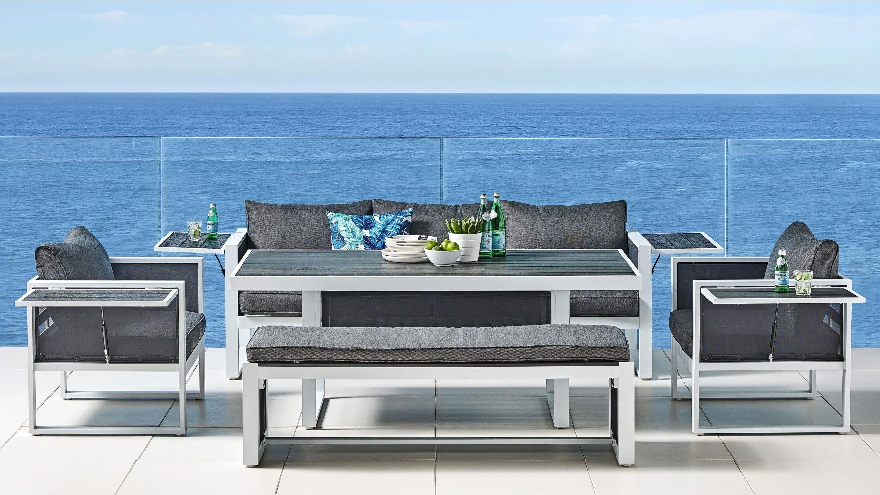 Bella 5 Piece Outdoor Lounge Dining Setting White Harvey Norman